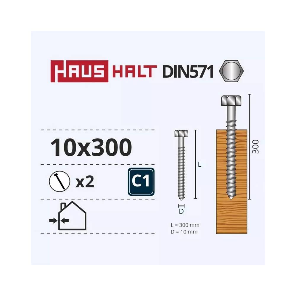 Medsraigtis Haushalt, 10 x 300 mm, 2 vnt.