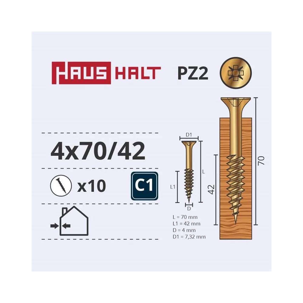 Medsraigtis Haushalt PZ2, 4 x 70 mm/42 mm, geltona, 10 vnt.