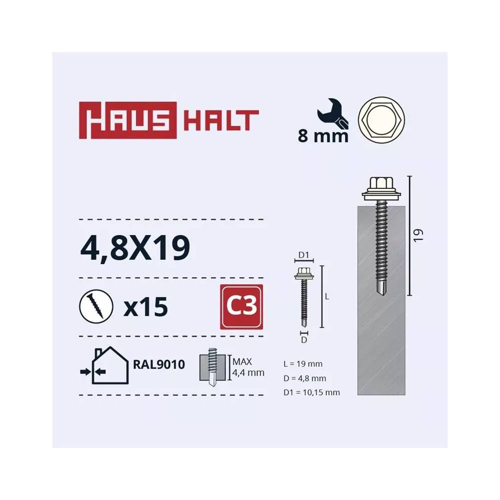 Savisriegis Haushalt, 4.8 mm x 19 mm, 15 vnt.