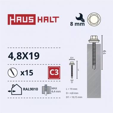 Savisriegis Haushalt, 4.8 mm x 19 mm, 15 vnt.