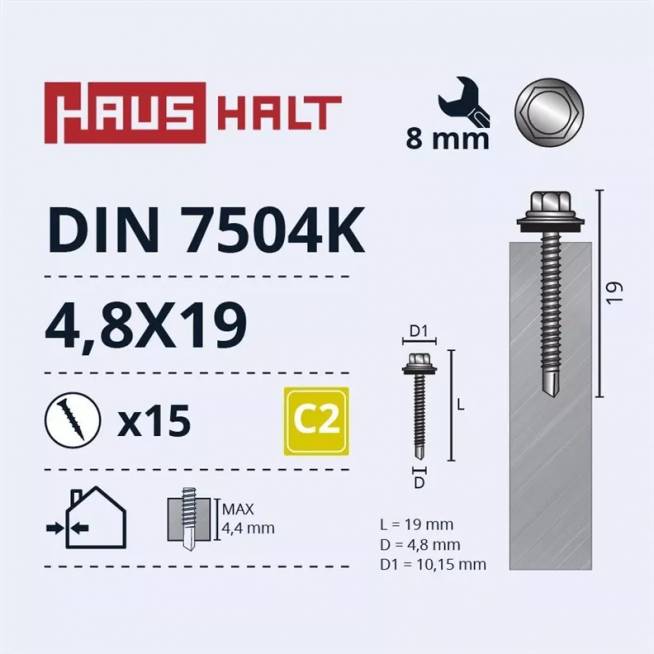 Savisriegis Haushalt, 4.8 mm x 19 mm, 15 vnt.