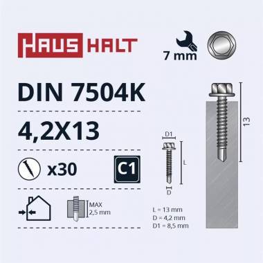 Savisriegis Haushalt DIN 7504K, 4.2 mm x 13 mm, 30 vnt.