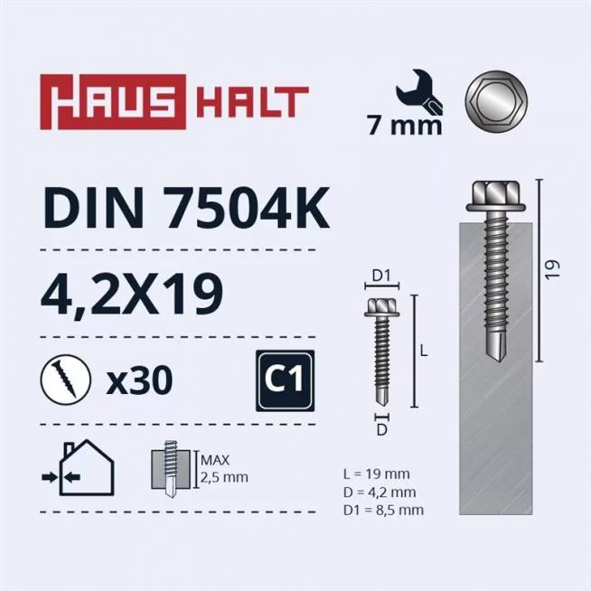 Savisriegis Haushalt, 4.2 mm x 19 mm, 30 vnt.