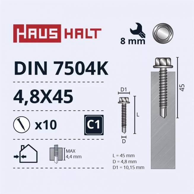 Savisriegis Haushalt, 4.8 mm x 45 mm, 10 vnt.