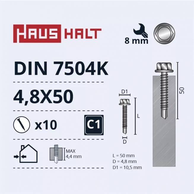 Savisriegis Haushalt DIN 7504K, 4.8 mm x 50 mm, 10 vnt.