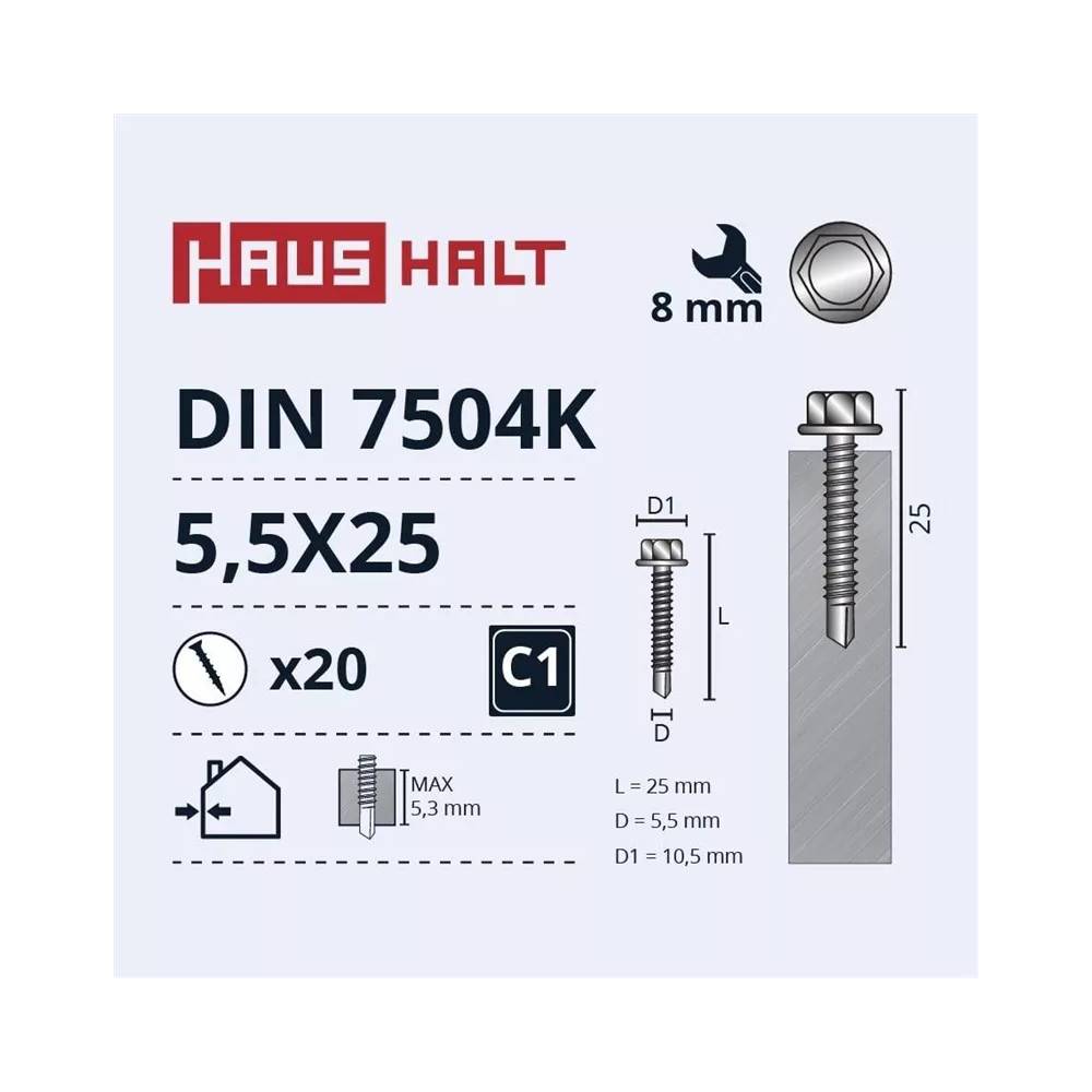 Savisriegis Haushalt DIN 7504K, 5.5 mm x 25 mm, 20 vnt.