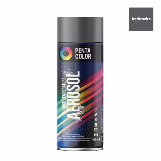 Aerozoliniai dažai Pentacolor High temperature, karščiui atsparūs, antracito, 0.4 l