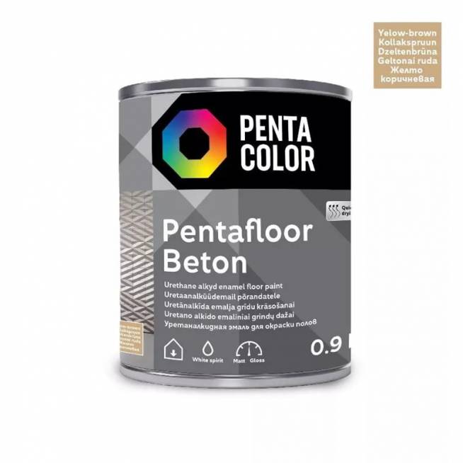 Grindų dažai Pentacolor Pentafloor Beton, geltonai ruda, 0.9 l