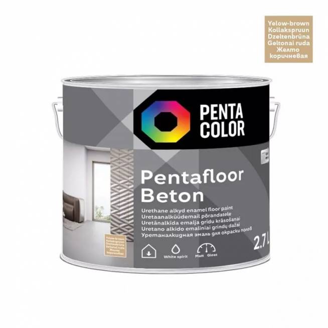 Grindų dažai Pentacolor Pentafloor Beton, geltonai ruda, 2.7 l