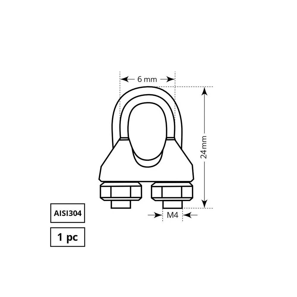 Lyno suspaudiklis Haushalt AISI304, nerūdijantysis plienas, Ø 0.5 cm