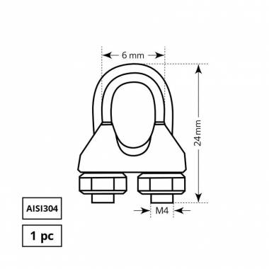 Lyno suspaudiklis Haushalt AISI304, nerūdijantysis plienas, Ø 0.5 cm