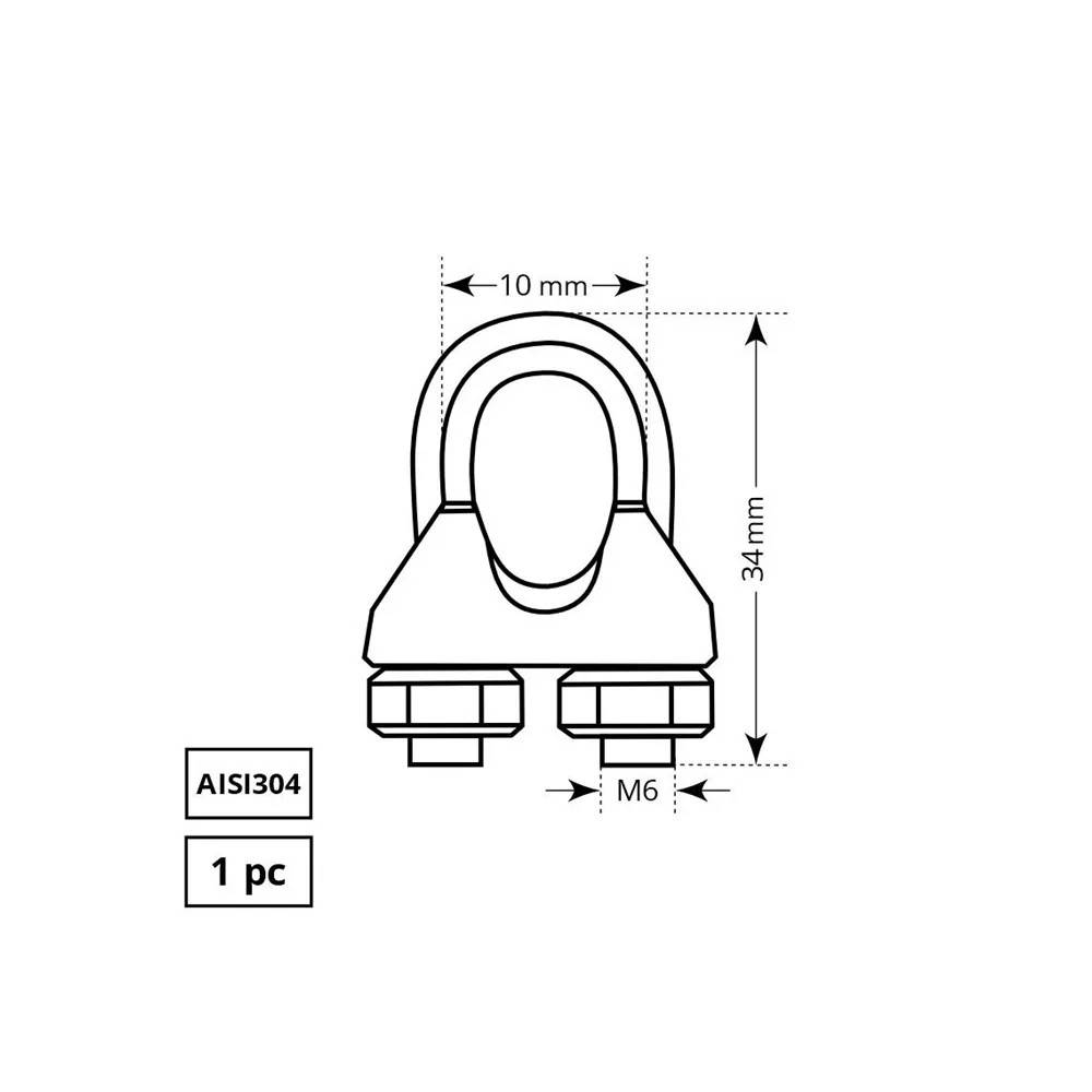 Lyno suspaudiklis Haushalt AISI304, nerūdijantysis plienas, Ø 0.8 cm