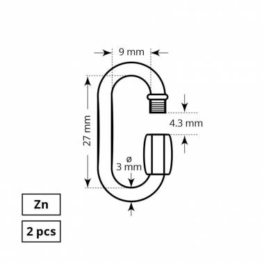 Greitoji jungė Haushalt ZN, 2DD, cinkuota, metalų lydinys, Ø 0.3 cm, 2 vnt.