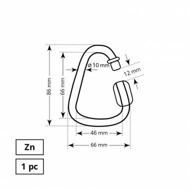 Greitoji jungė Haushalt delta, cinkuota, metalų lydinys, Ø 1 cm