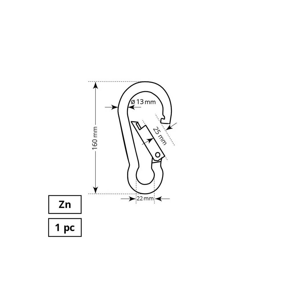 Karabinai Haushalt ZN, 1DD, cinkuota, metalų lydinys, 16 cm, Ø 1.3 cm