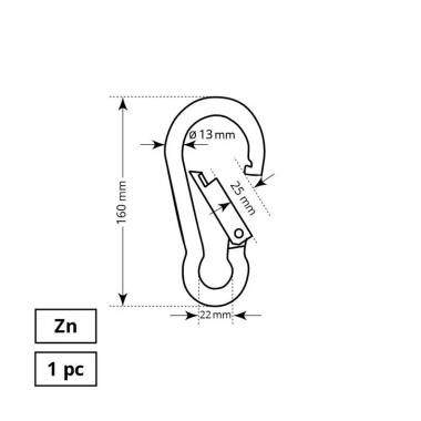 Karabinai Haushalt ZN, 1DD, cinkuota, metalų lydinys, 16 cm, Ø 1.3 cm