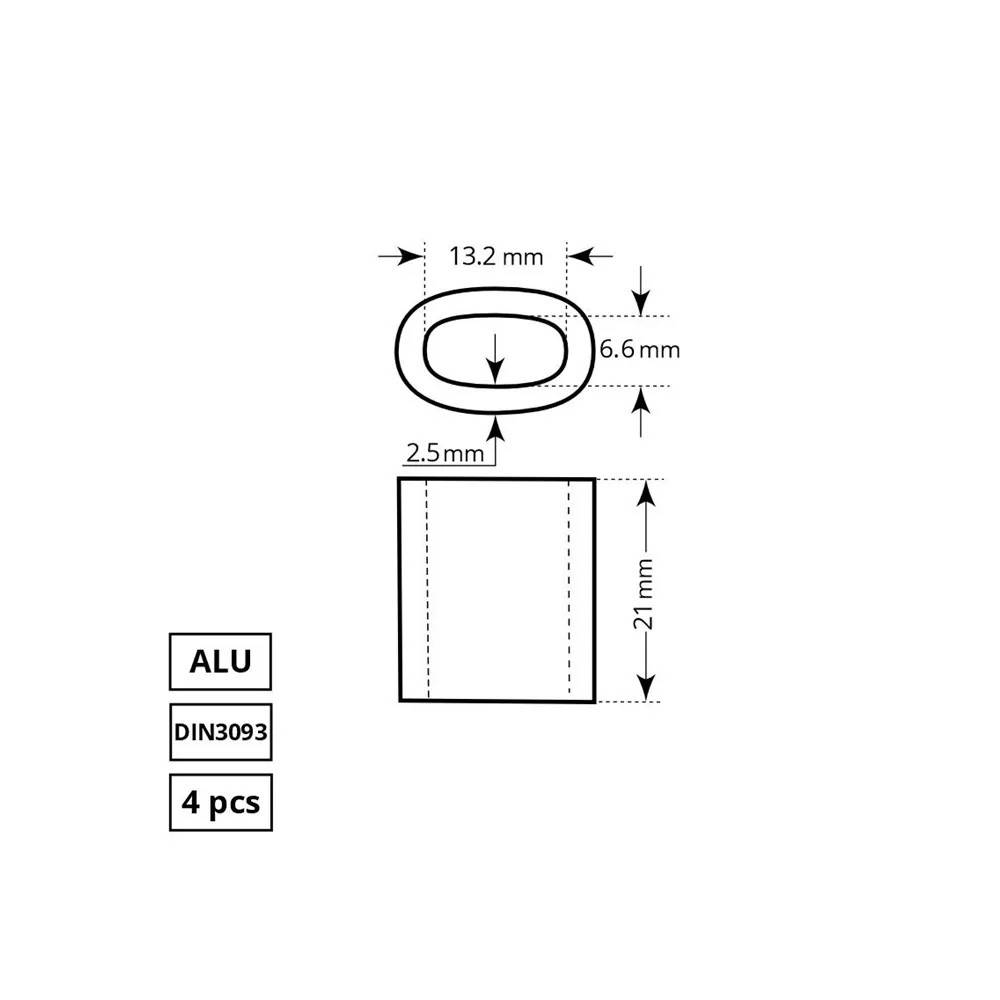 Lyno suspaudiklis Haushalt DIN3093, aliuminis, Ø 0.6 cm, 4 vnt.