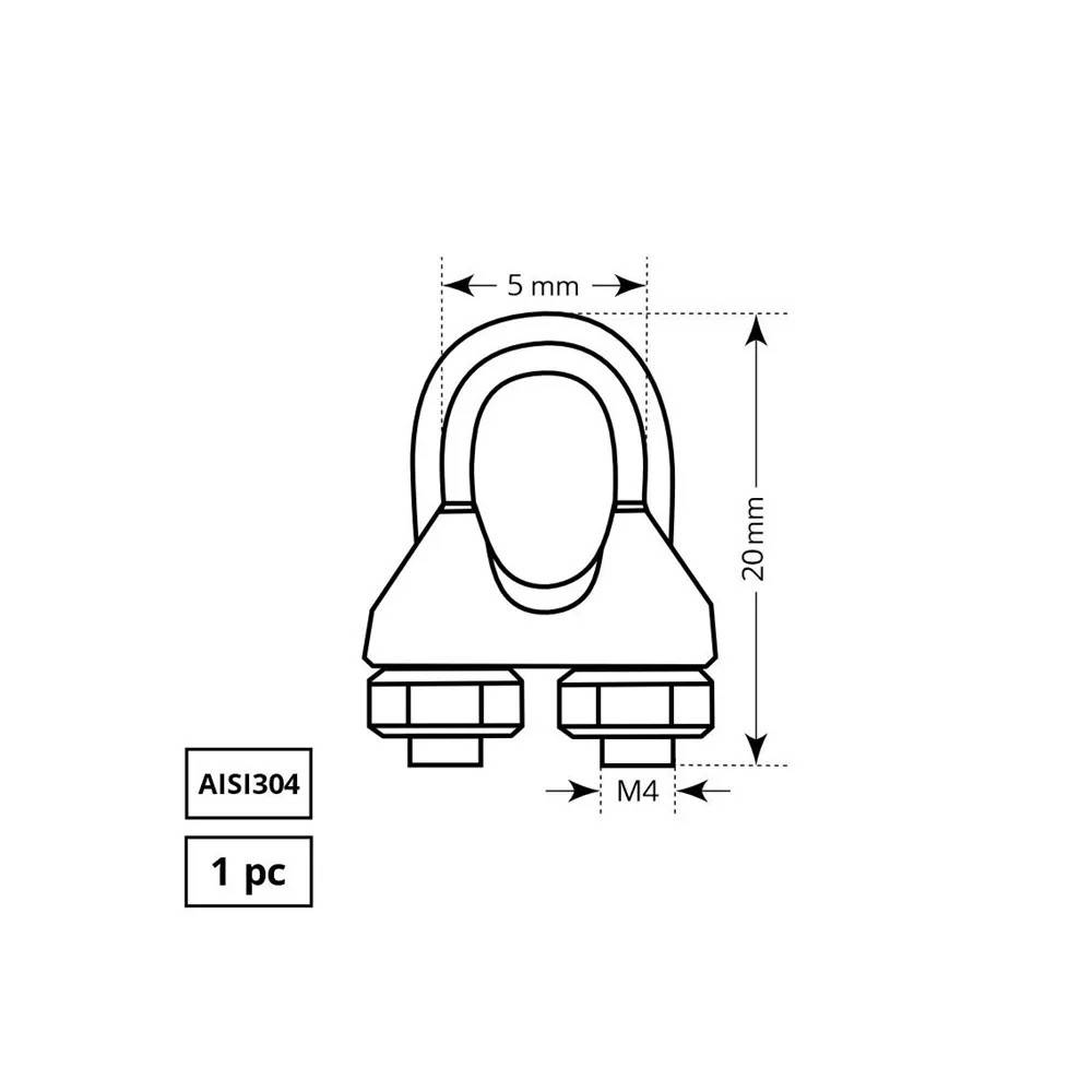 Lyno suspaudiklis Haushalt AISI304, nerūdijantysis plienas, Ø 0.3 cm