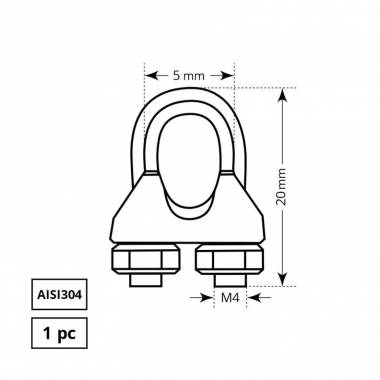 Lyno suspaudiklis Haushalt AISI304, nerūdijantysis plienas, Ø 0.3 cm