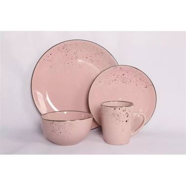 Lėkštė pietų Domoletti Speckle Pink, 27 cm x 27 cm x 0.28 cm, Ø 27 cm, rožinė