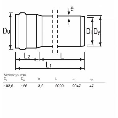 Vamzdis lauko kanalizacijai Wavin, 110 mm, SN4 (N), 2 m