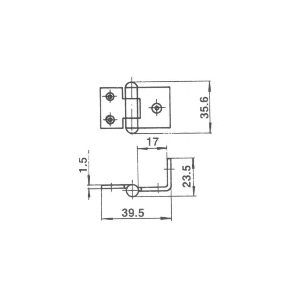 Lankstas baldų durims F2-38, 4.2 cm, 0.1 cm, sidabro