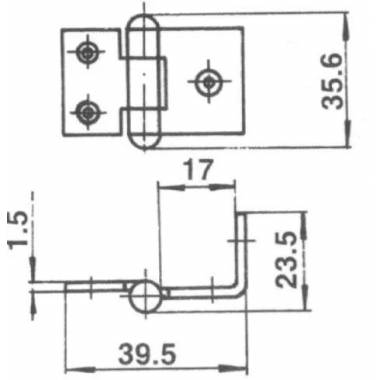 Lankstas baldų durims F2-38, 4.2 cm, 0.1 cm, sidabro