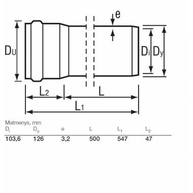 Vamzdis lauko kanalizacijai Wavin, 110 mm, SN4 (N), 0.5 m