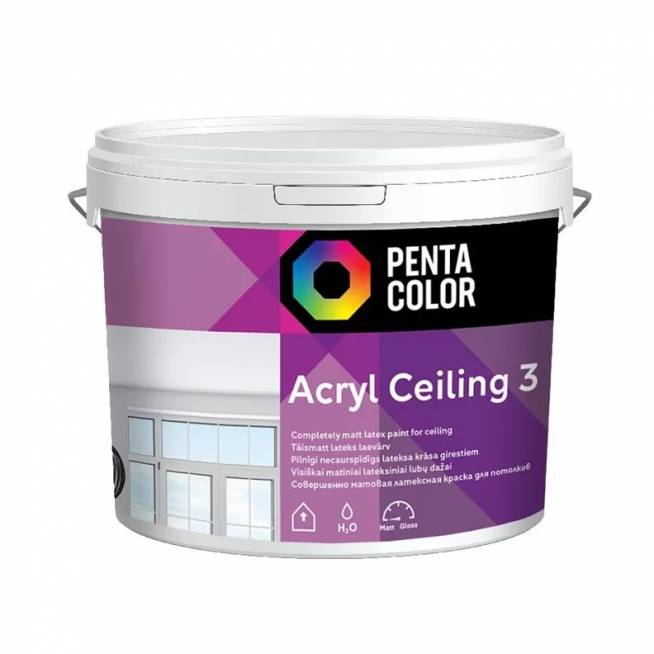 Dispersiniai dažai Pentacolor Acryl 3, balta, 3 l