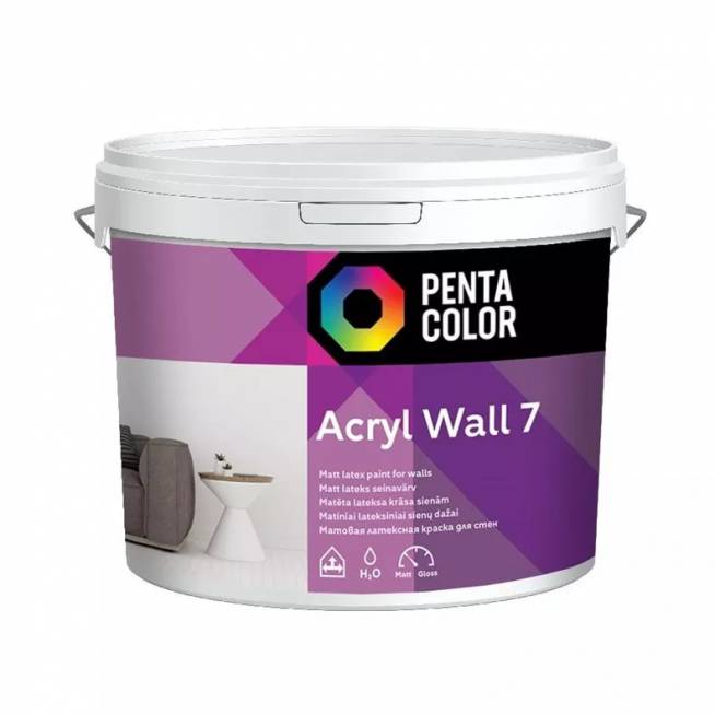 Dispersiniai dažai Pentacolor Acryl 7, balta, 5 l