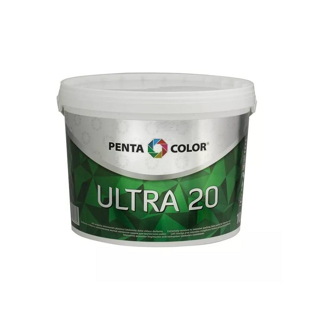 Dispersiniai dažai Pentacolor Ultra 20, balta, 10 l