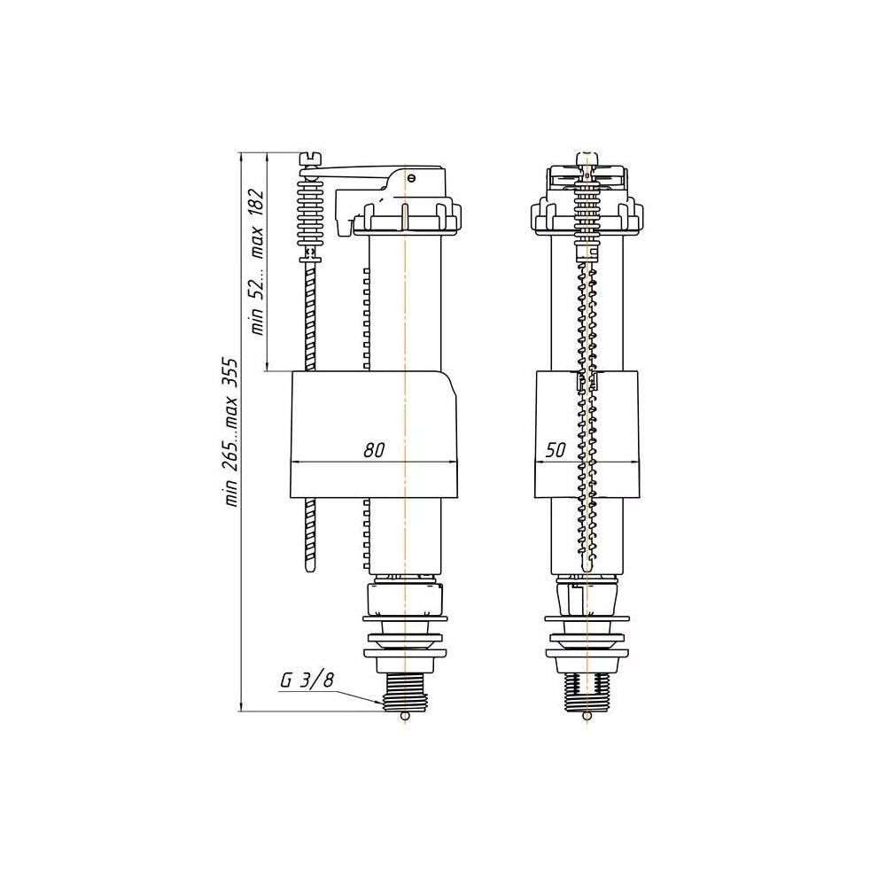 Vandens nuleidimo mechanizmas Ani Plast, 355 mm