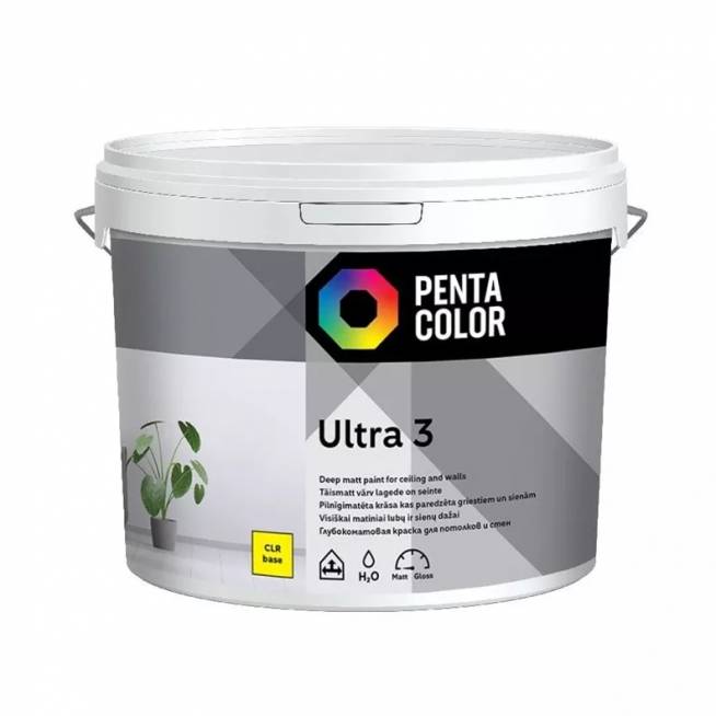 Dažų bazė Pentacolor Ultra 3, emulsiniai, visiškai matinis, 3 l