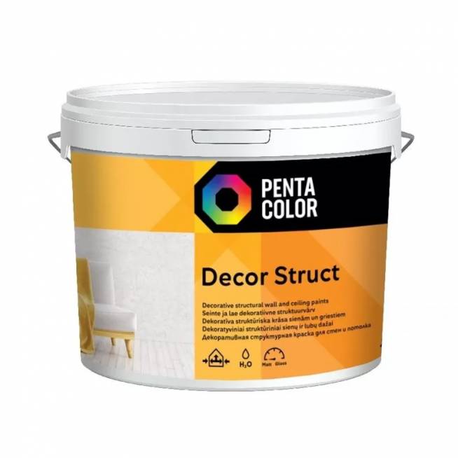 Dispersiniai faktūriniai dažai Pentacolor Decor, balta, 5 l