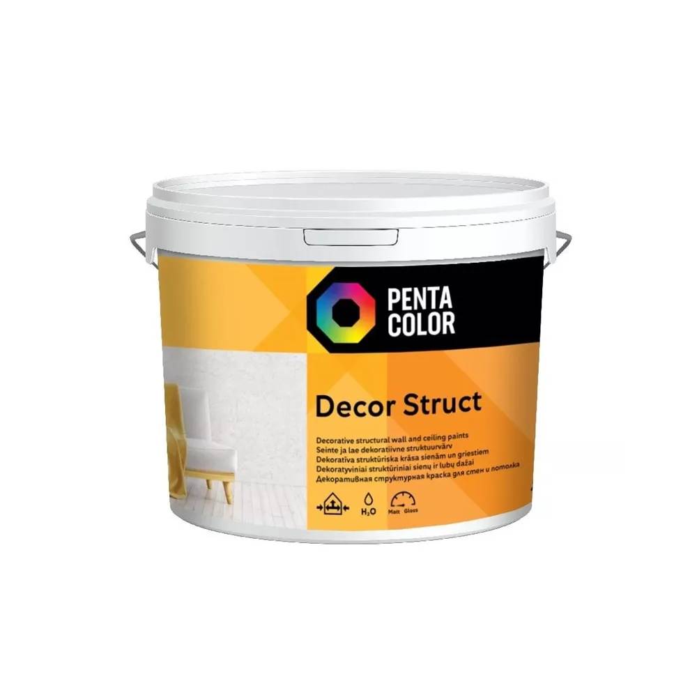 Dispersiniai faktūriniai dažai Pentacolor Decor, balta, 5 l