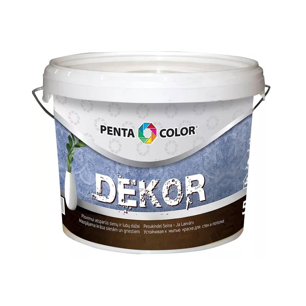 Dispersiniai faktūriniai dažai Pentacolor Decor, balta, 5 l