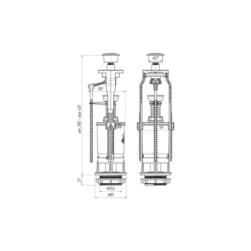 Vandens nuleidimo mechanizmas Ani Plast, 437 mm