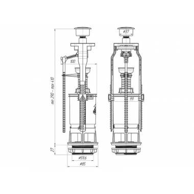 Vandens nuleidimo mechanizmas Ani Plast, 437 mm