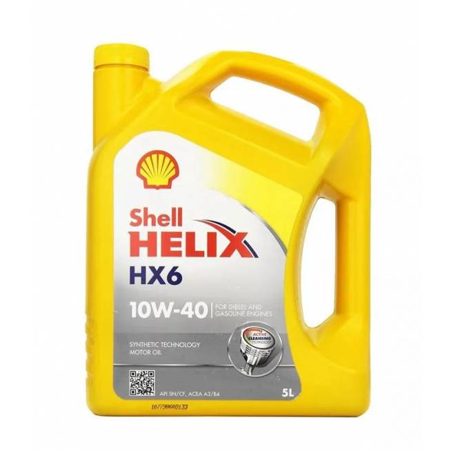 Tepalas Shell Helix HX6 10W - 40, pusiau sintetinis, lengviesiems automobiliams, 5 l