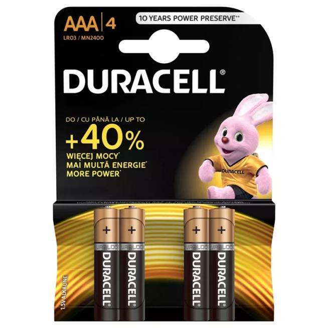 Elementai Duracell MN2400, AAA, 1.5 V, 4 vnt.