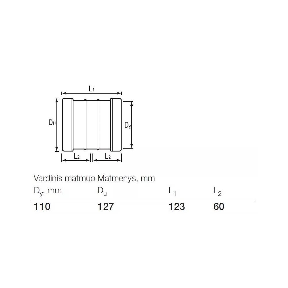 Dviguba mova lauko kanalizacijai Wavin, 110 mm