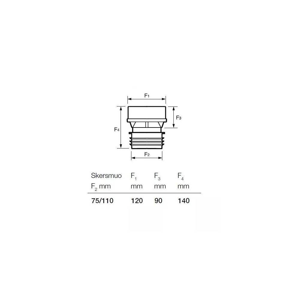 Ventilis vidaus kanalizacijai Wavin MaxiVent, 75 mm x 110 mm