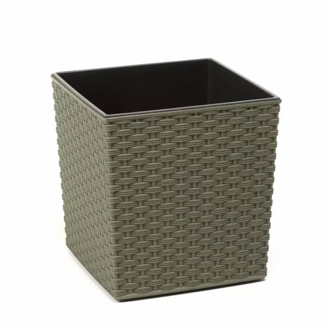 Vazonas Lamela Juka Eco Wood RATTAN 826-42, plastikinis, Ø 19 cm, žalias