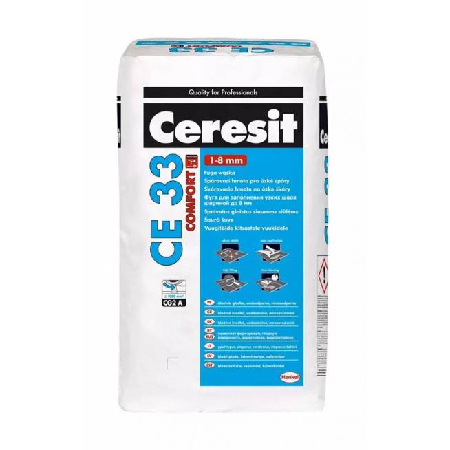 Glaistas Ceresit CE33 comfort GREY, dekoratyvinis, pilka, 25 kg