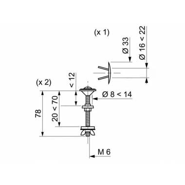 Tvirtinimo varžtas unitazo bakeliui Tycner M21/K, metalas, 7.8 cm, 2 vnt.