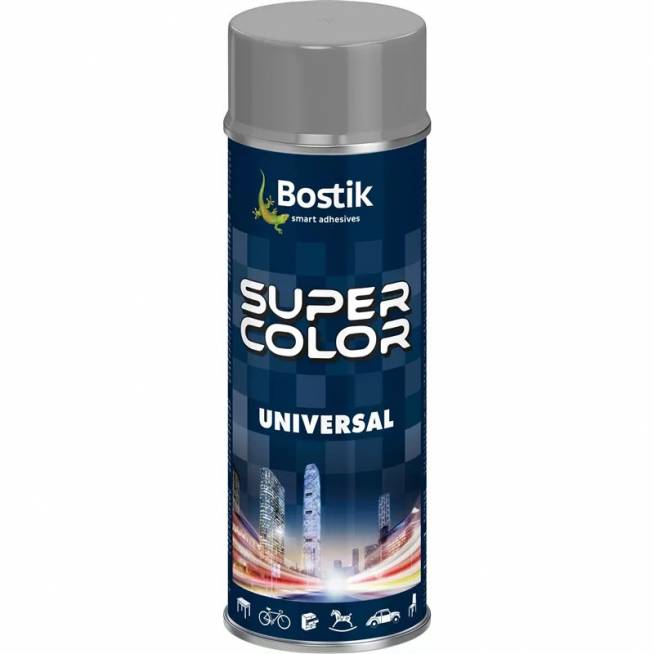 Aerozoliniai dažai Bostik Super Color Universal, paprastieji, pilka, 0.4 l