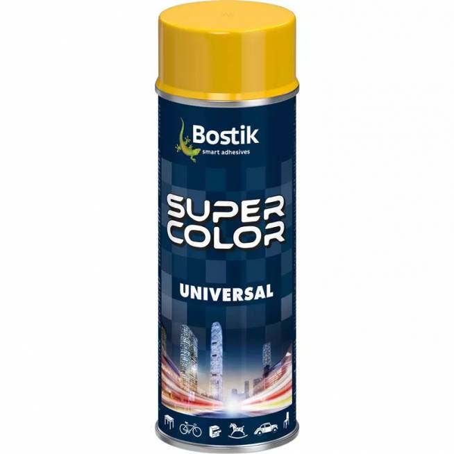 Aerozoliniai dažai Bostik Super Color Universal, paprastieji, geltona, 0.4 l