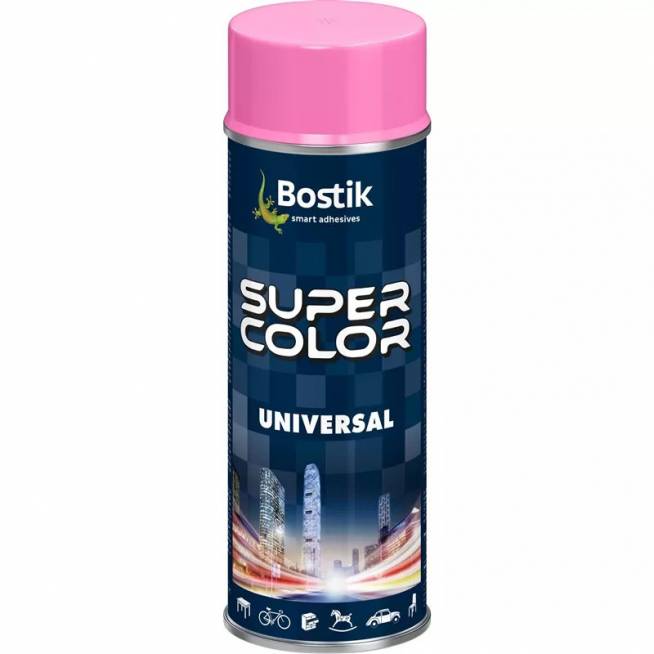 Aerozoliniai dažai Bostik Super Color Universal, paprastieji, rausva, 0.4 l