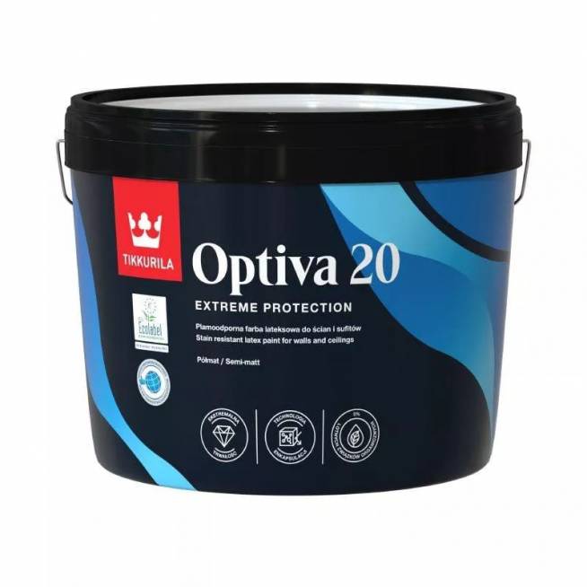 Akriliniai dažai Tikkurila Optiva 20, balta, 2.7 l