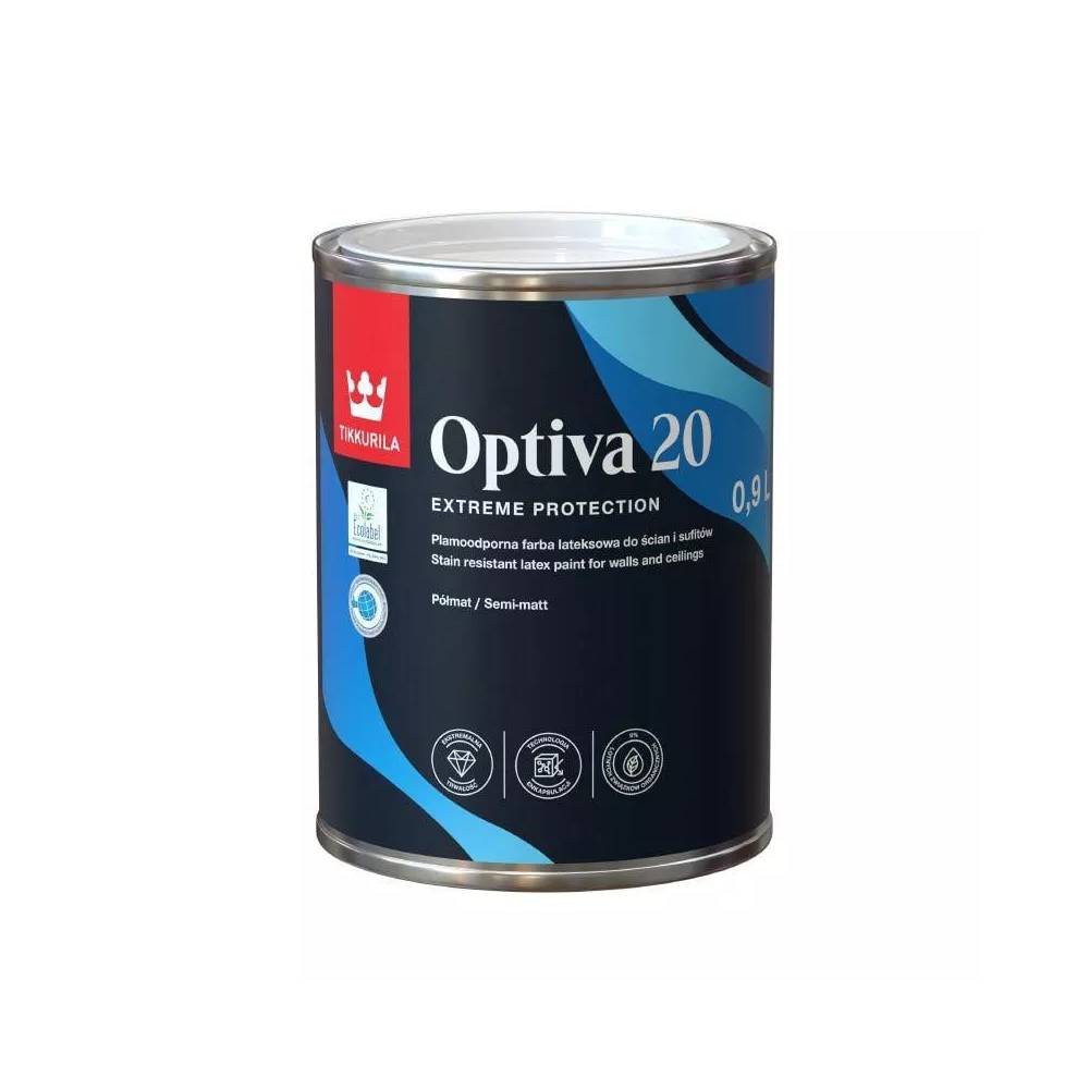 Akriliniai dažai Tikkurila Optiva 20, balta, 0.9 l